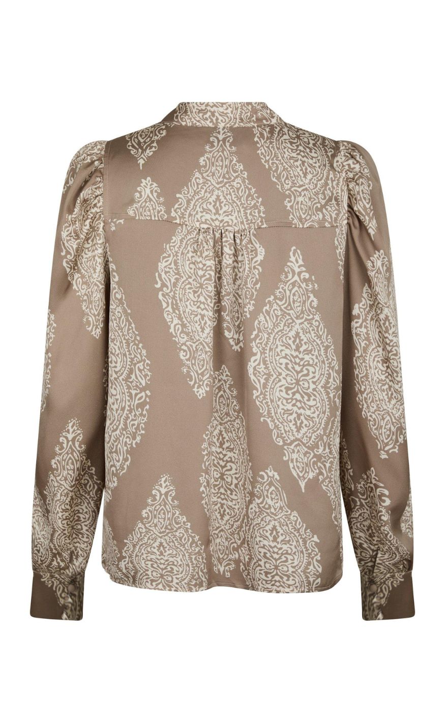 Neo Noir Bluse - Rosslyn Paisley Drop - Dark Taupe