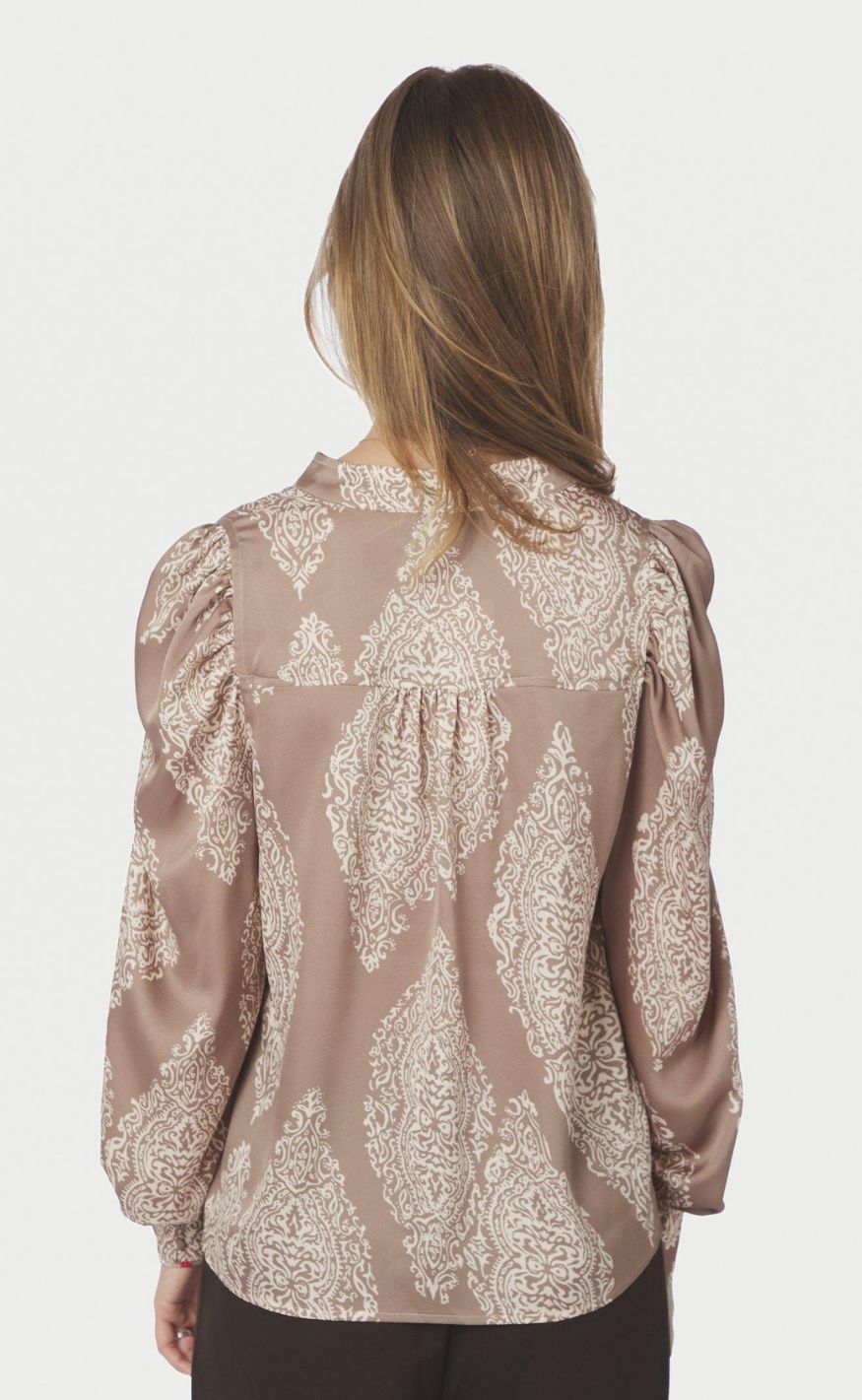 Neo Noir Bluse - Rosslyn Paisley Drop - Dark Taupe