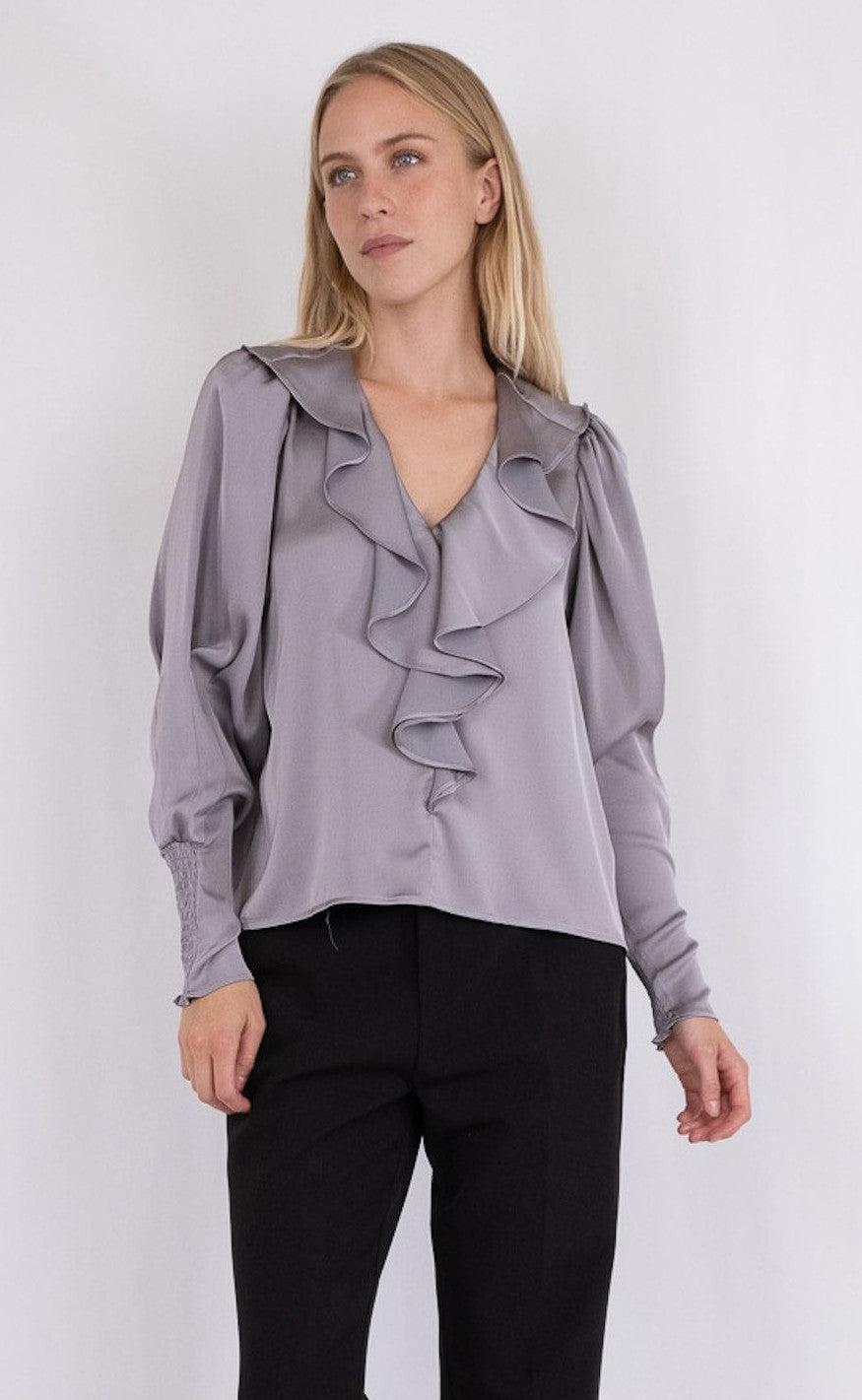 Neo Noir Bluse - Sandie Sateen - Grey