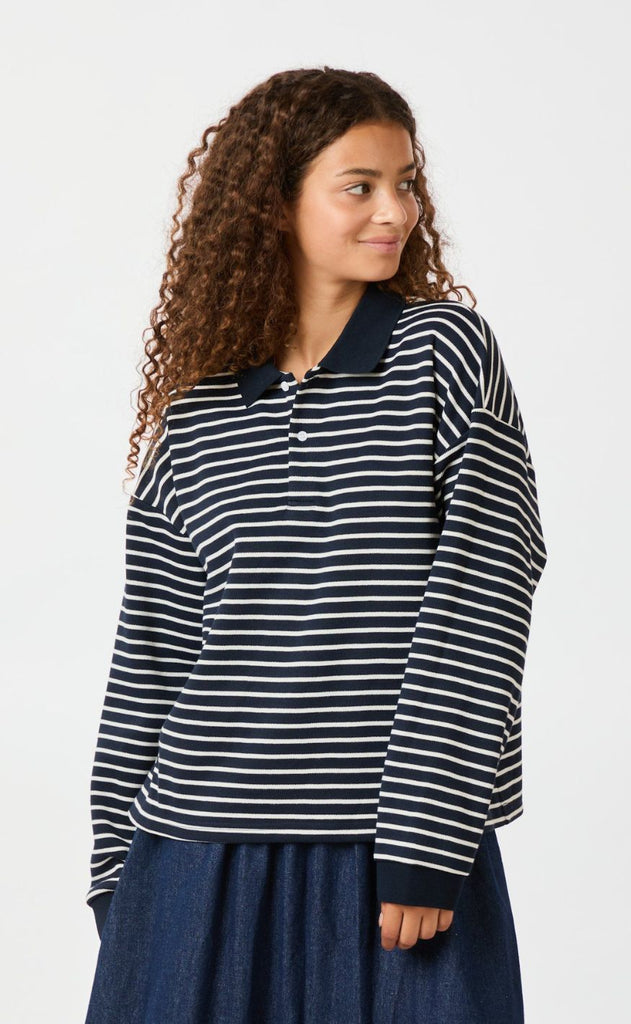 Neo Noir Bluse - Sara Stripe - Navy