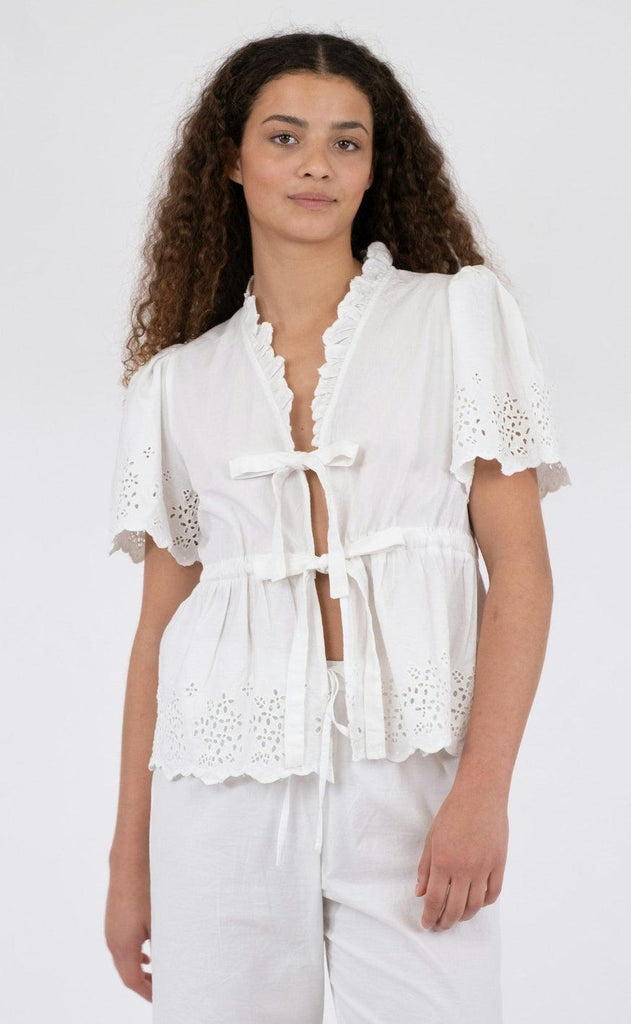 Neo Noir Bluse - Satsi Embroidery - White