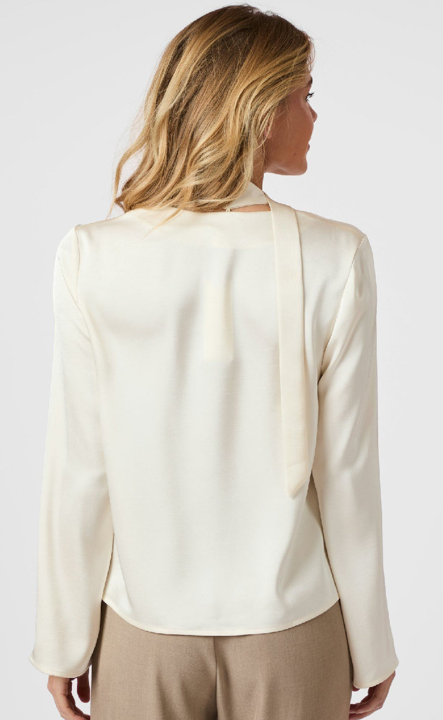 Neo Noir Bluse - Susanna Heavy Sateen - Pearl