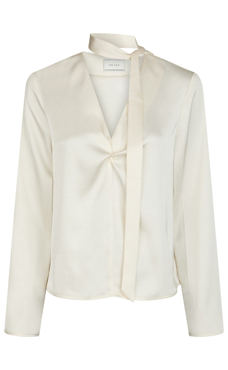 Neo Noir Bluse - Susanna Heavy Sateen - Pearl