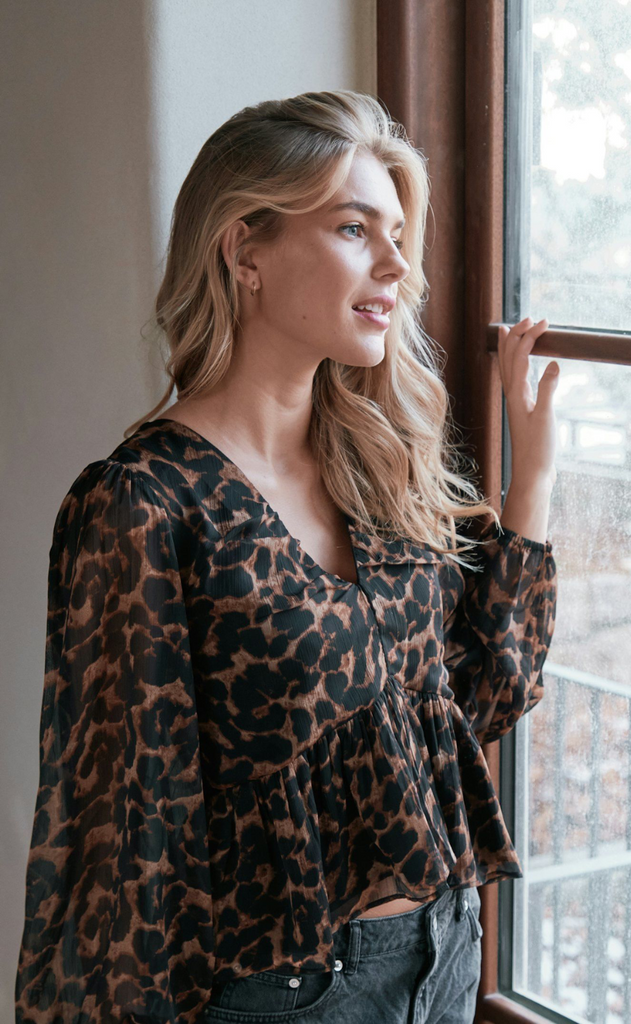 Neo Noir Bluse - Timmy Leo - Leopard