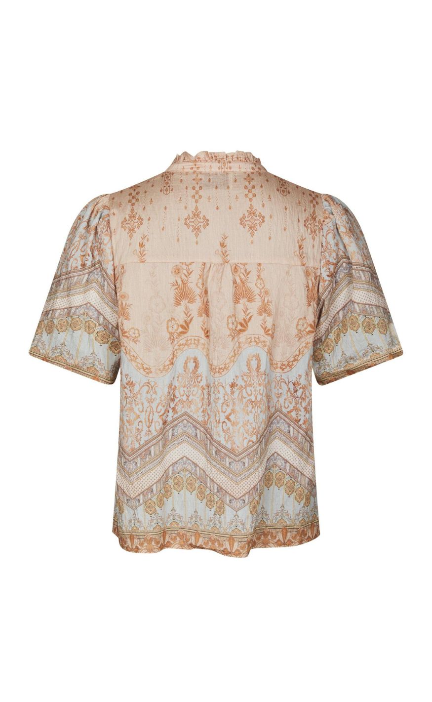 Neo Noir Bluse - Torana Flower Border - Flower Peach