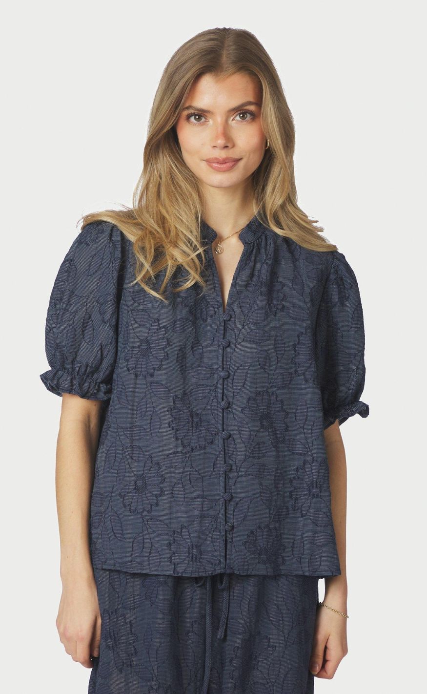Neo Noir Bluse - Zika Flower - Dark Blue