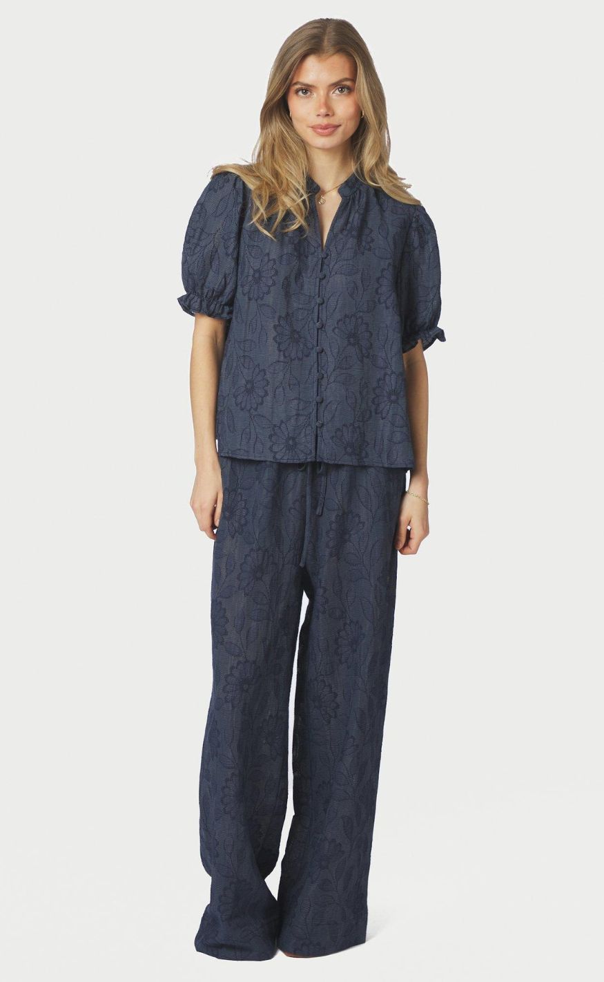 Neo Noir Bluse - Zika Flower - Dark Blue