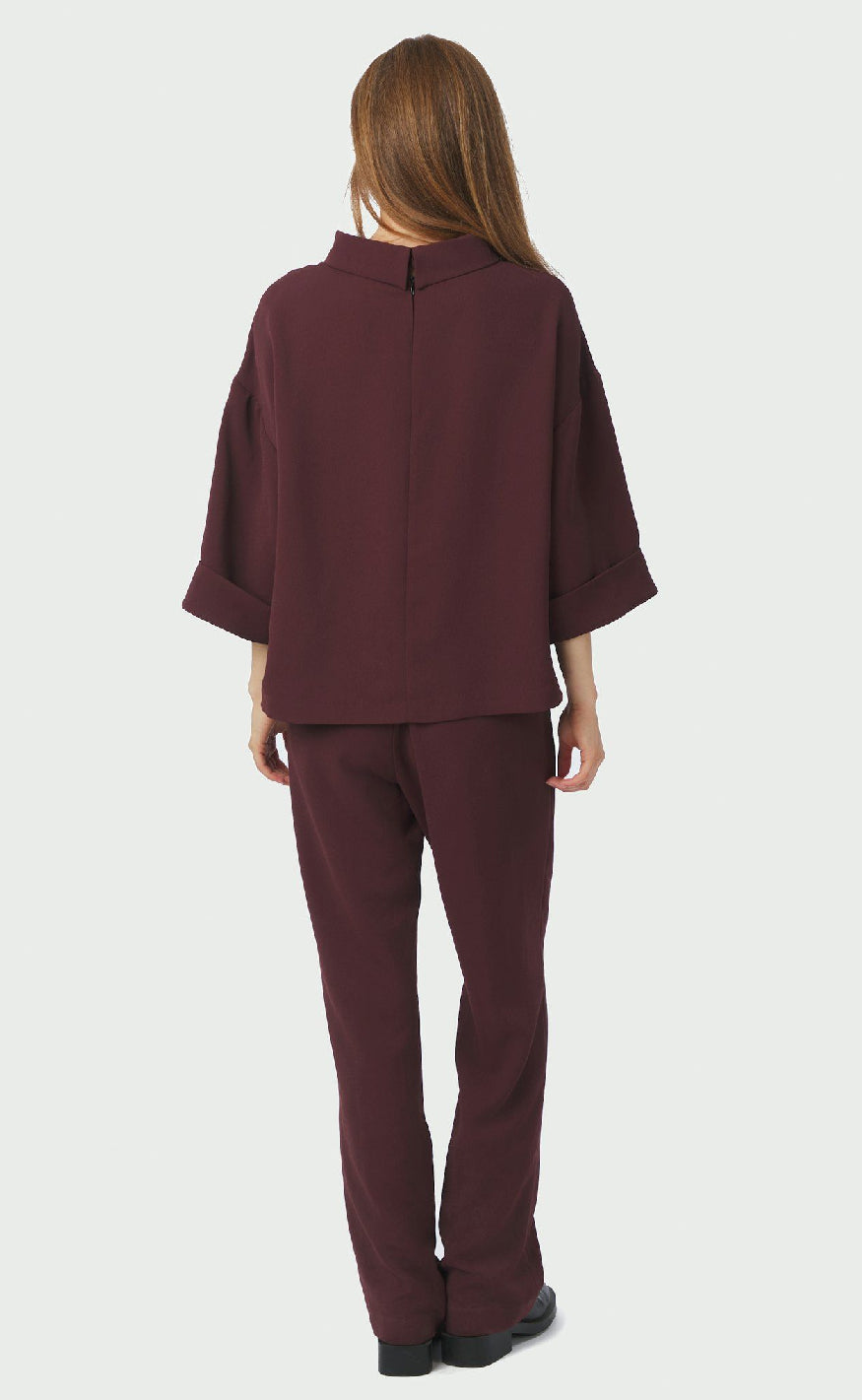 Neo Noir Buksedragt - Arlo Crepe - Burgundy