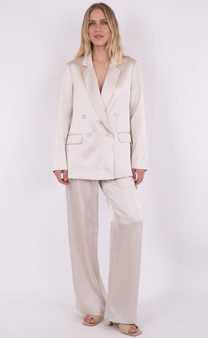 Neo Noir Bukser - Alessandra Heavy Sateen - Ivory