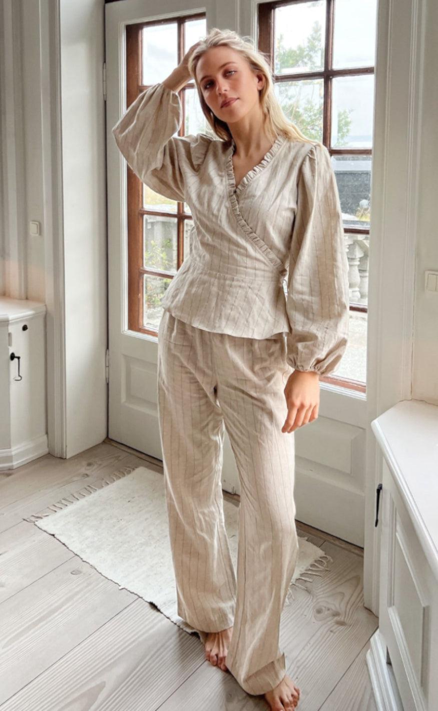 Neo Noir Bukser - Astra Summer Stripe - Natural