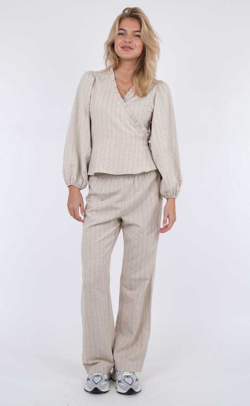 Neo Noir Bukser - Astra Summer Stripe - Natural