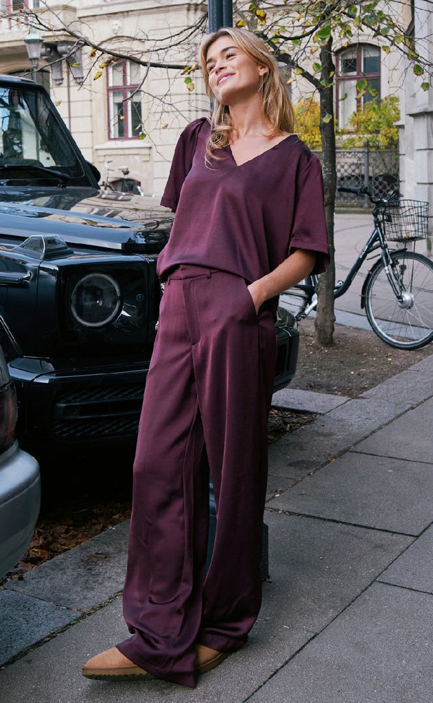 Neo Noir Bukser - Emmet Heavy Sateen - Burgundy