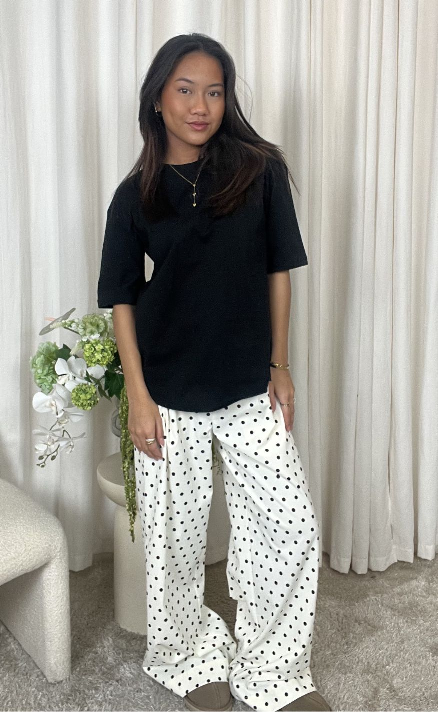 Neo Noir Bukser - Malba Dot - White