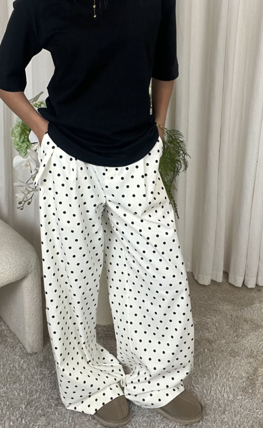 Neo Noir Bukser - Malba Dot - White
