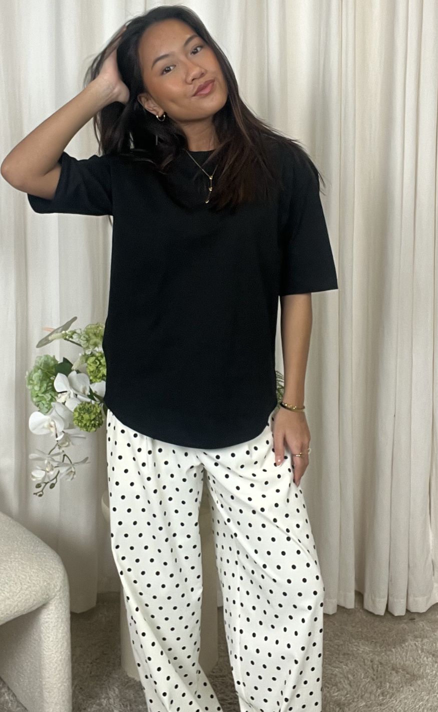 Neo Noir Bukser - Malba Dot - White