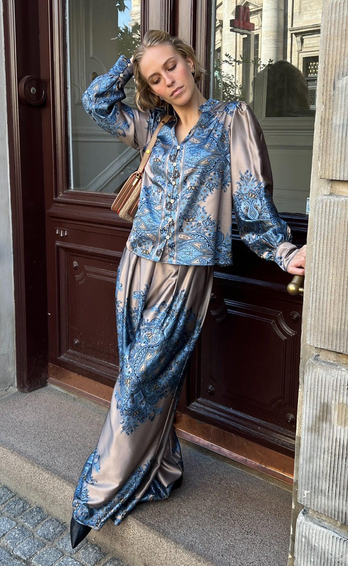 Neo Noir Bukser - Mana Paisley - Blue