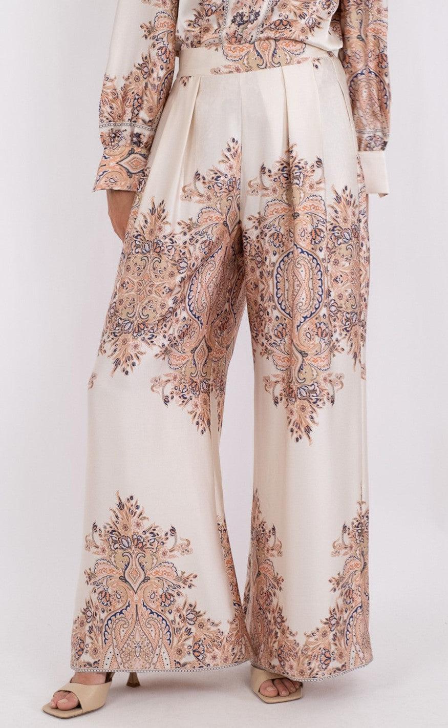 Neo Noir Bukser - Mana Paisley - Creme