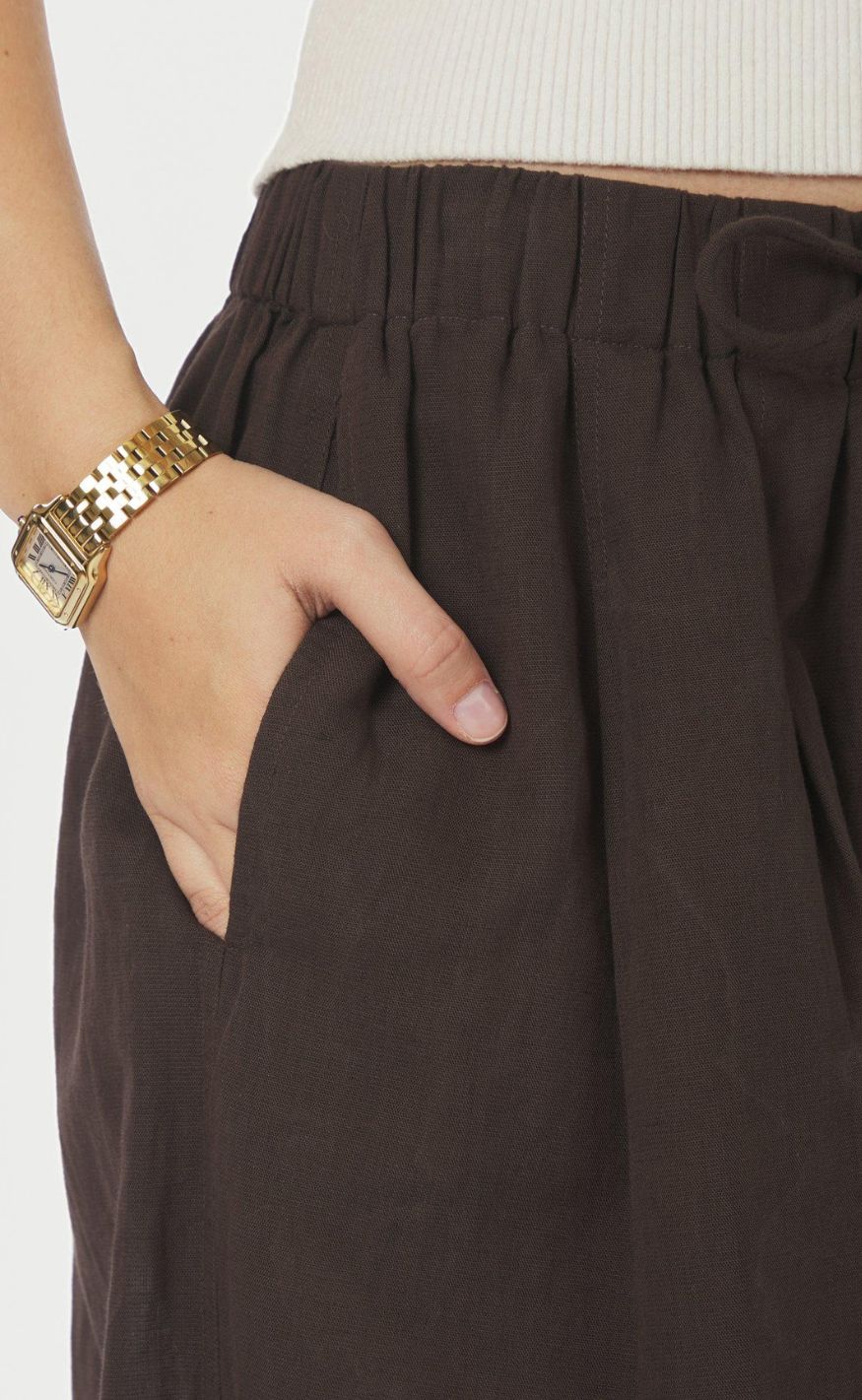 Neo Noir Bukser - Prina Linen - Dark Brown