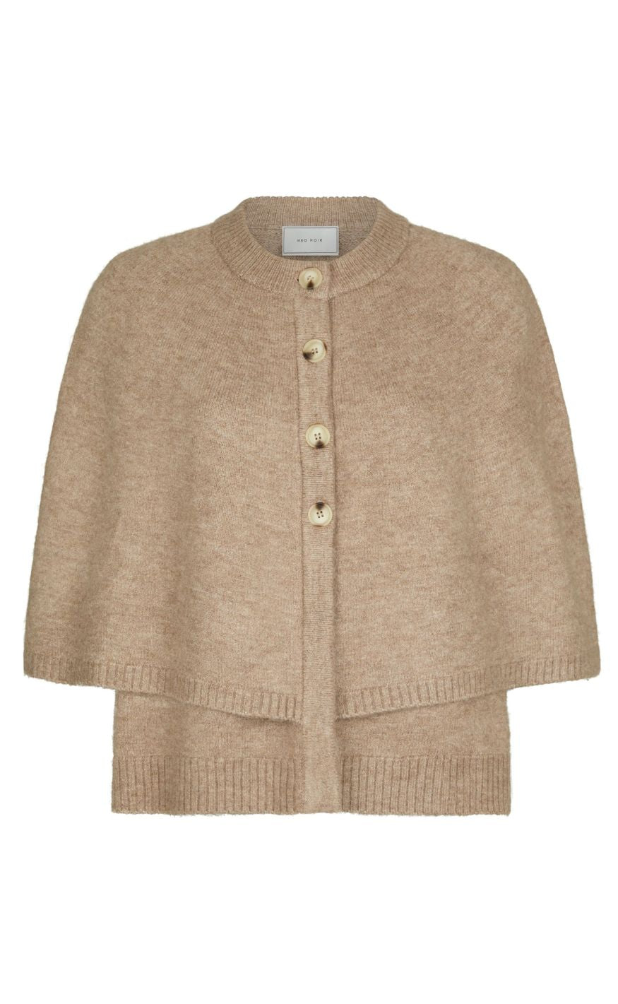 Neo Noir Cardigan - Josei Double Knit Cape - Beige Melange