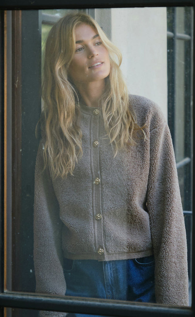 Neo Noir Cardigan - Limo Fluffy - Dark Sand