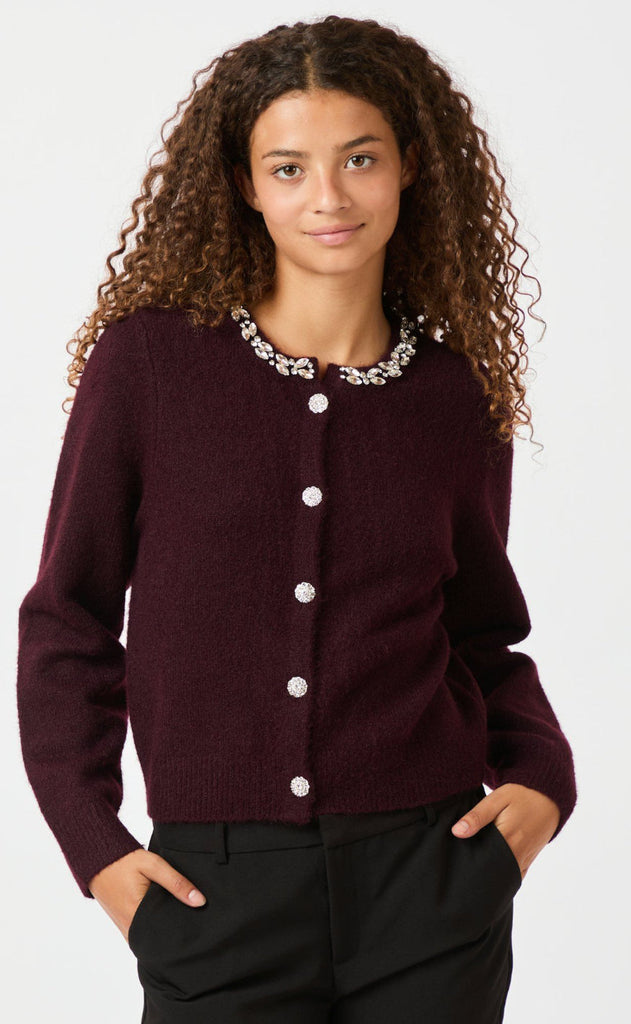 Neo Noir Cardigan - Marie Stone Knit - Wine