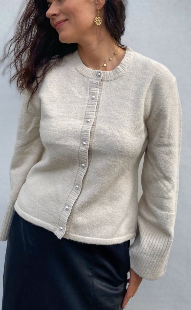 Neo Noir Cardigan - Mixie - Ivory