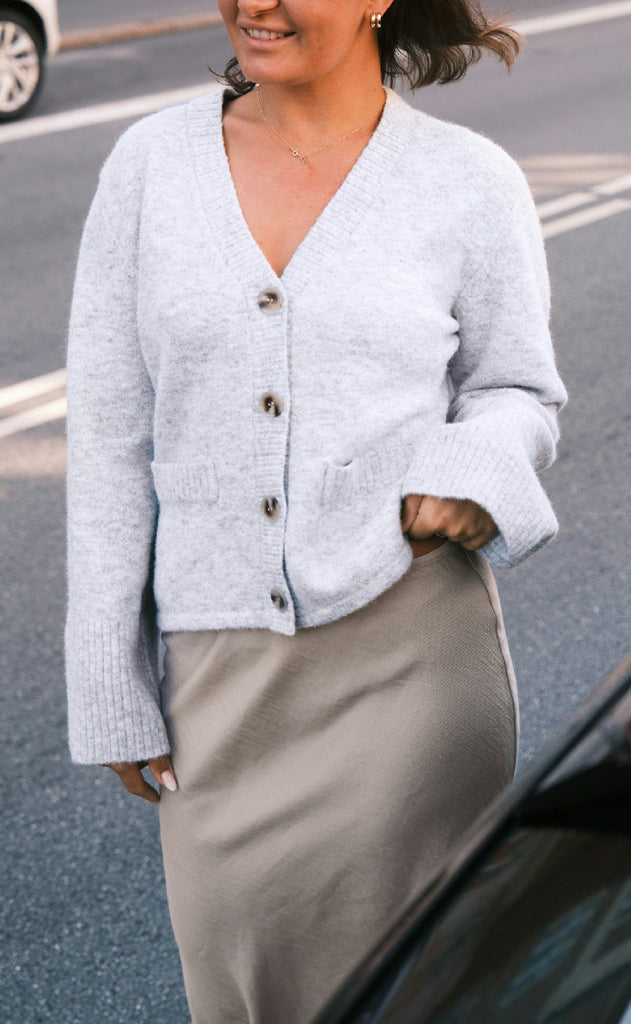 Neo Noir Cardigan - Pixie - Light Grey Melange