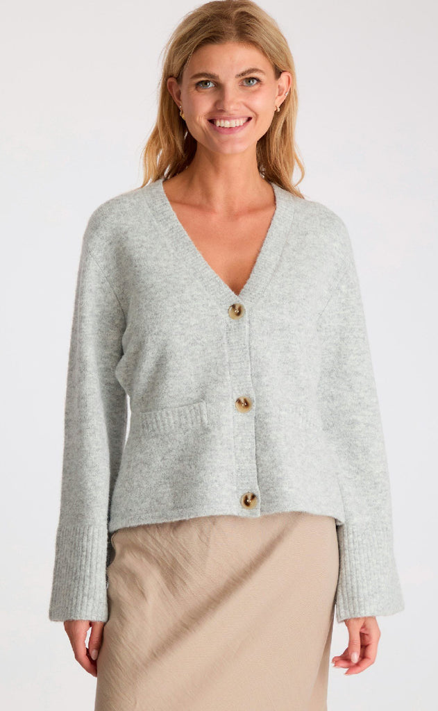 Neo Noir Cardigan - Pixie - Light Grey Melange
