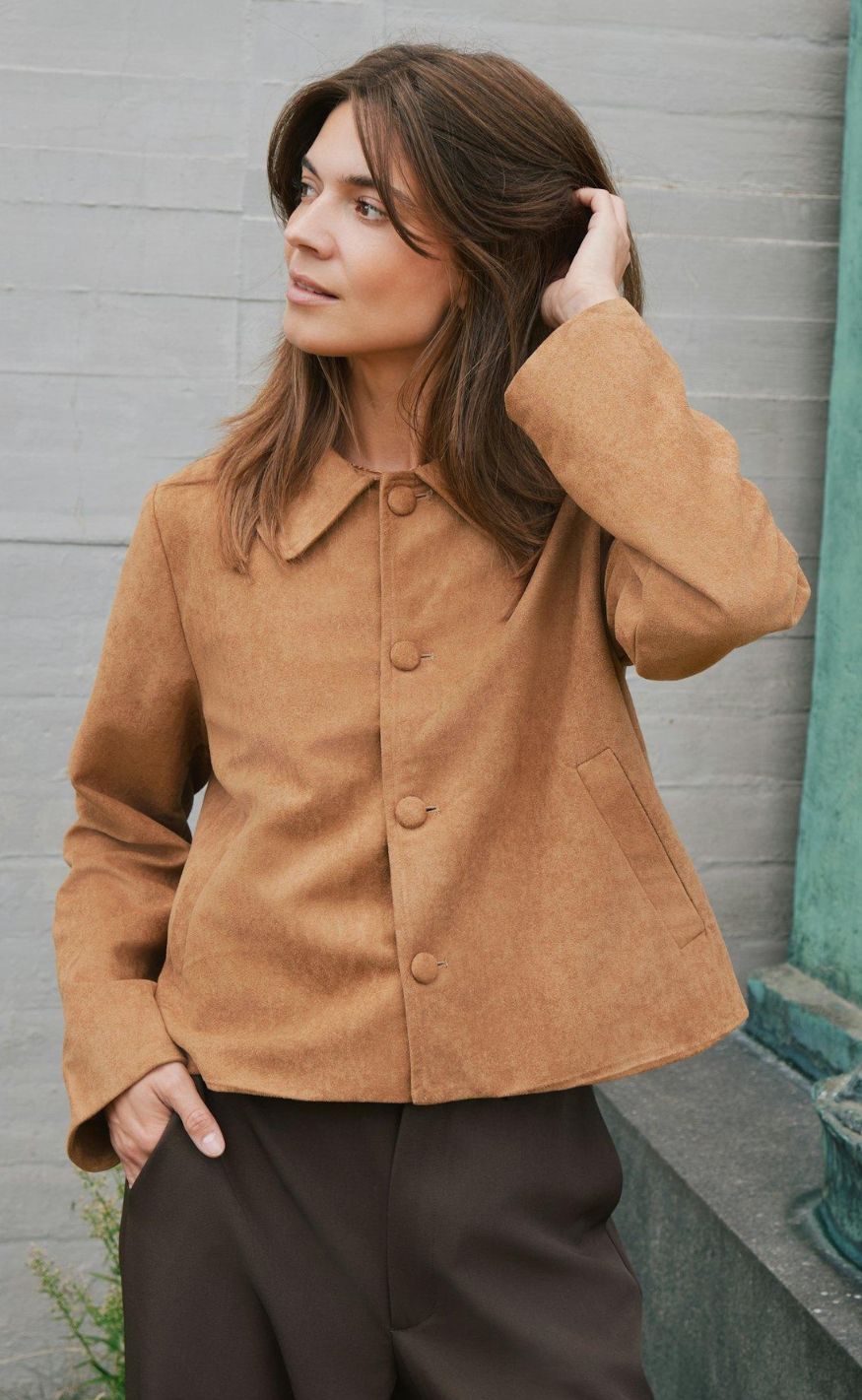 Neo Noir Jakke - Nilo Faux Suede - Cognac