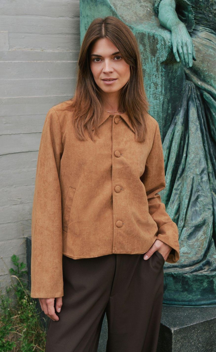 Neo Noir Jakke - Nilo Faux Suede - Cognac