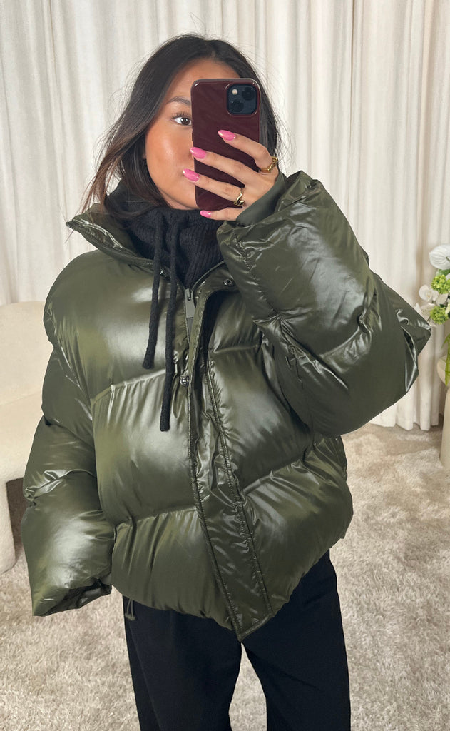 Neo Noir Jakke - Rhea Shiny Puffer - Olive