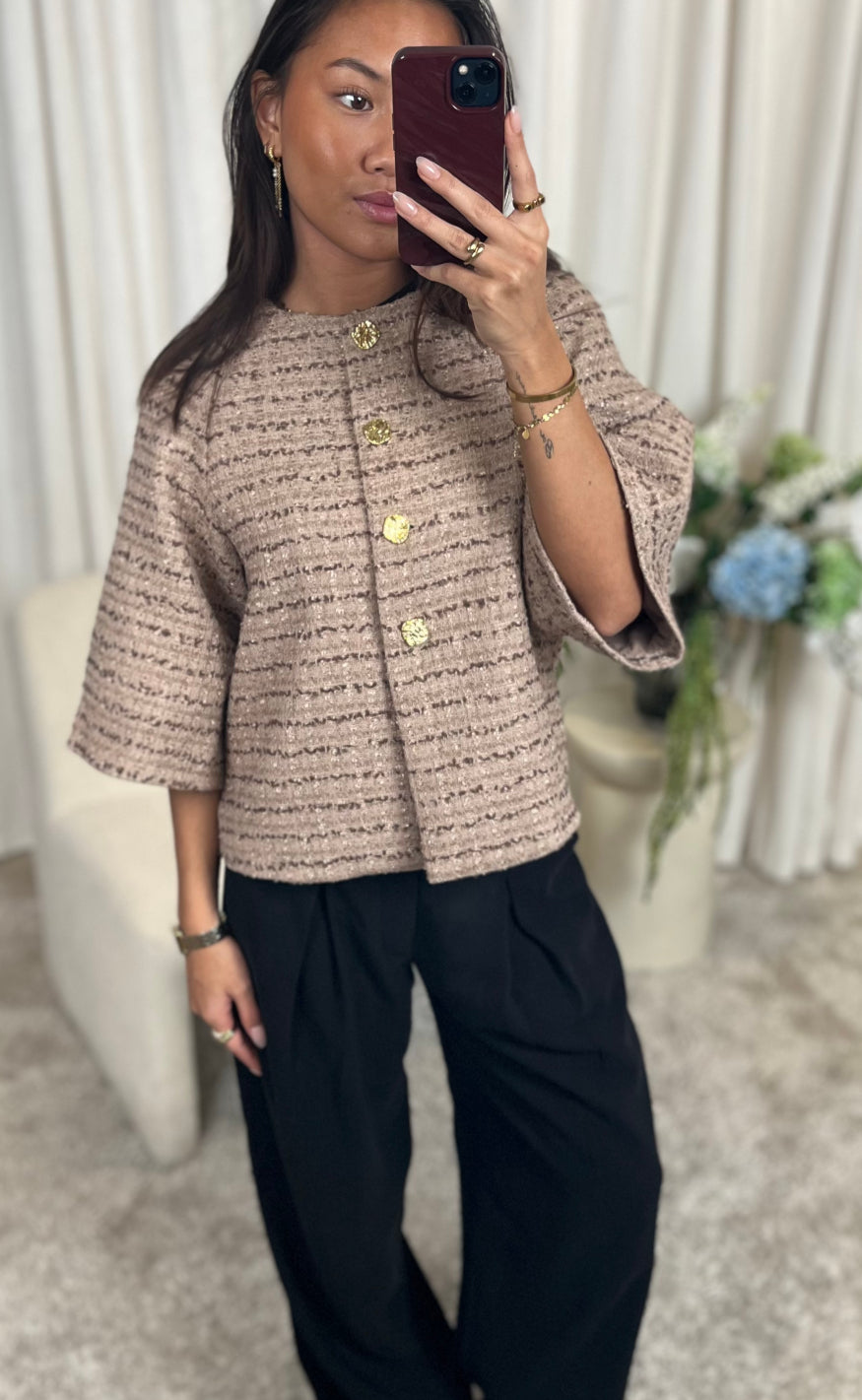 Neo Noir Jakke - Rosella Boucle Mini - Taupe