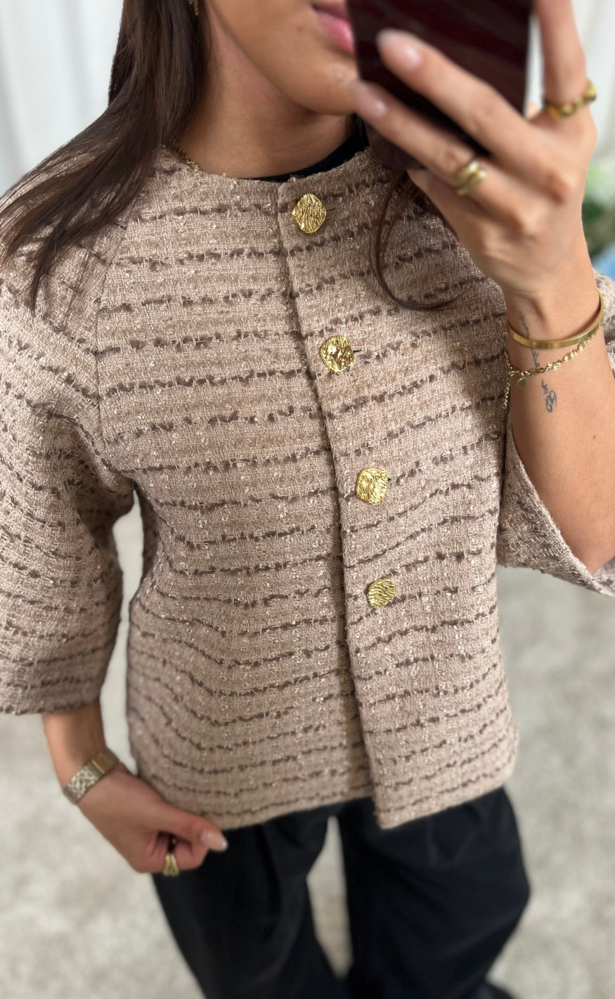 Neo Noir Jakke - Rosella Boucle Mini - Taupe