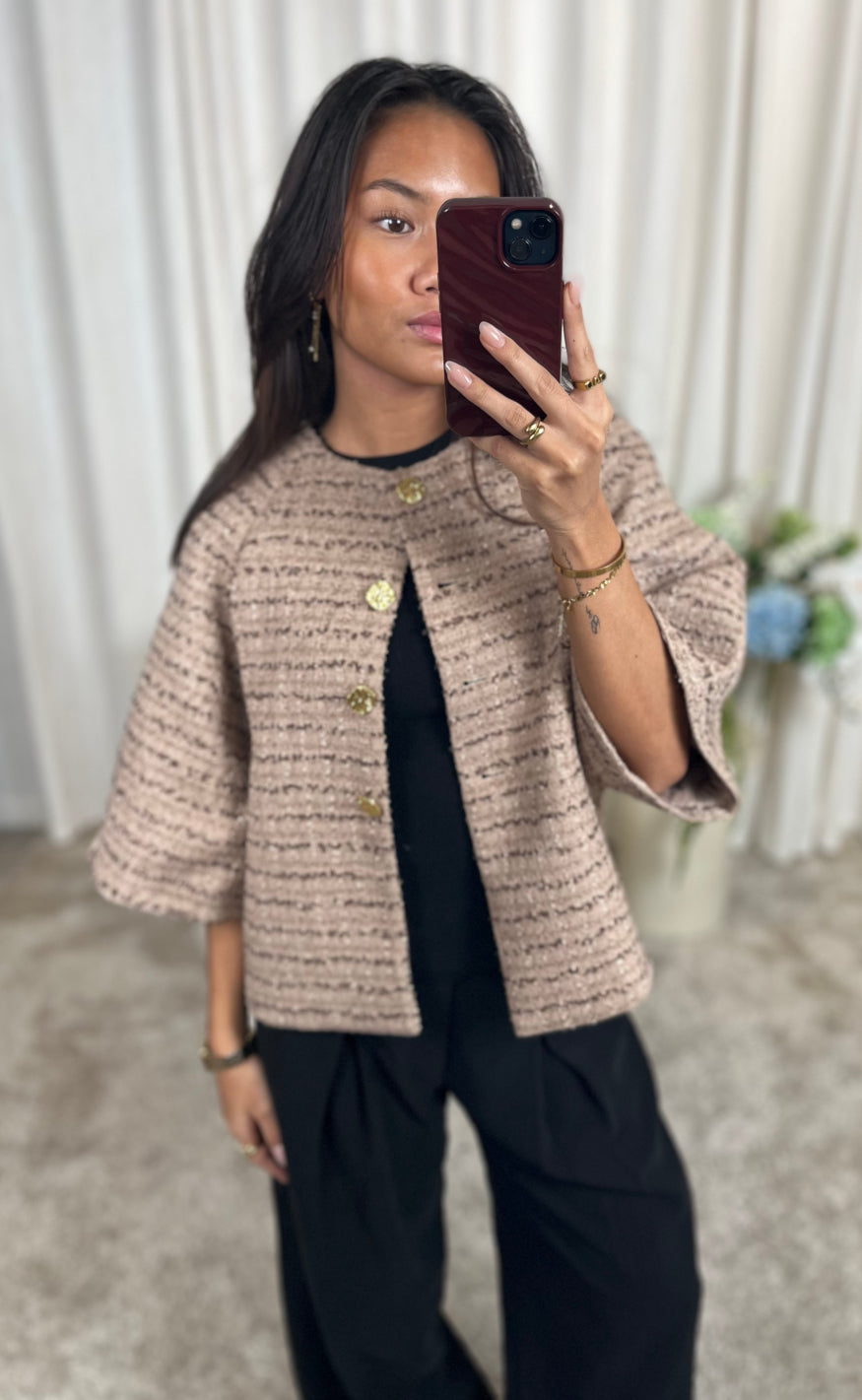 Neo Noir Jakke - Rosella Boucle Mini - Taupe