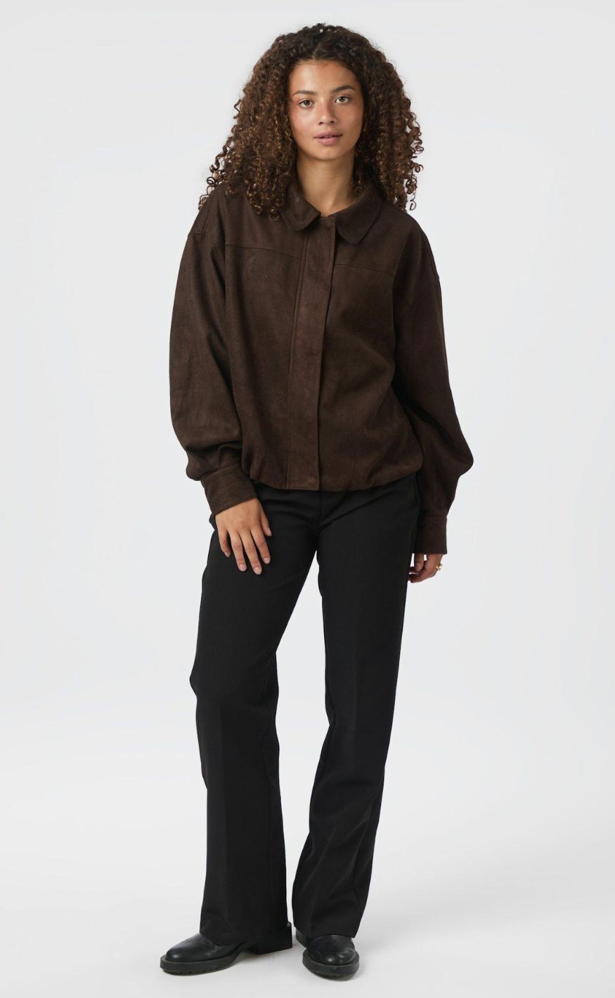 Neo Noir Jakke - Rubby Faux Suede - Dark Brown