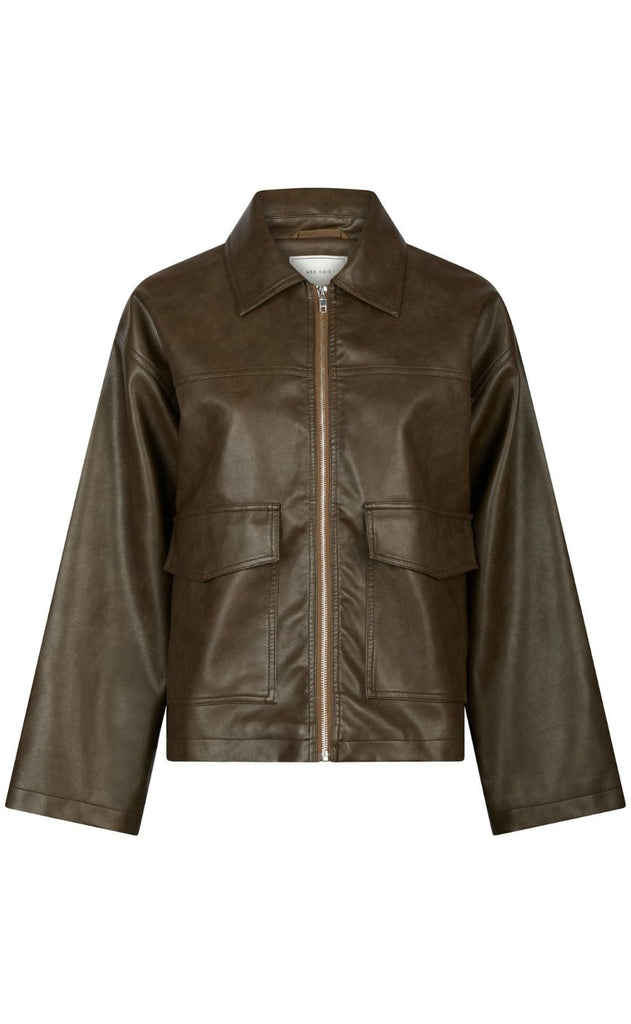 Neo Noir Jakke - Titan Faux Leather - Dark Brown