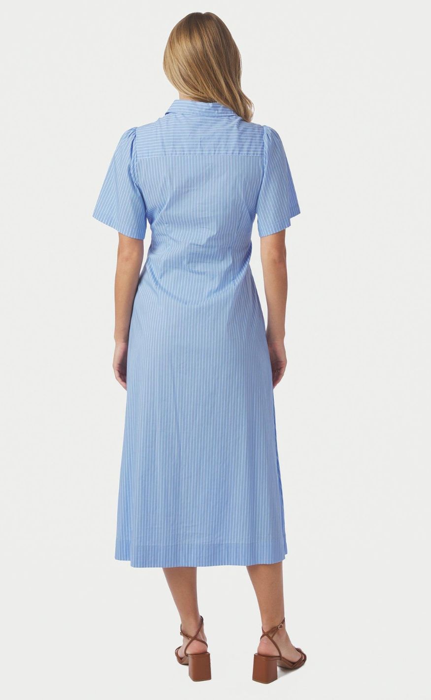 Neo Noir Kjole - Baia Stripe Poplin - Light Blue