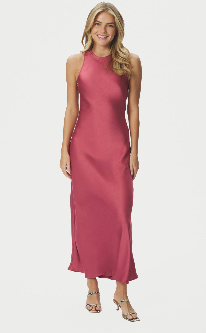 Neo Noir Kjole - Celinie Heavy Sateen - Cherry Pink