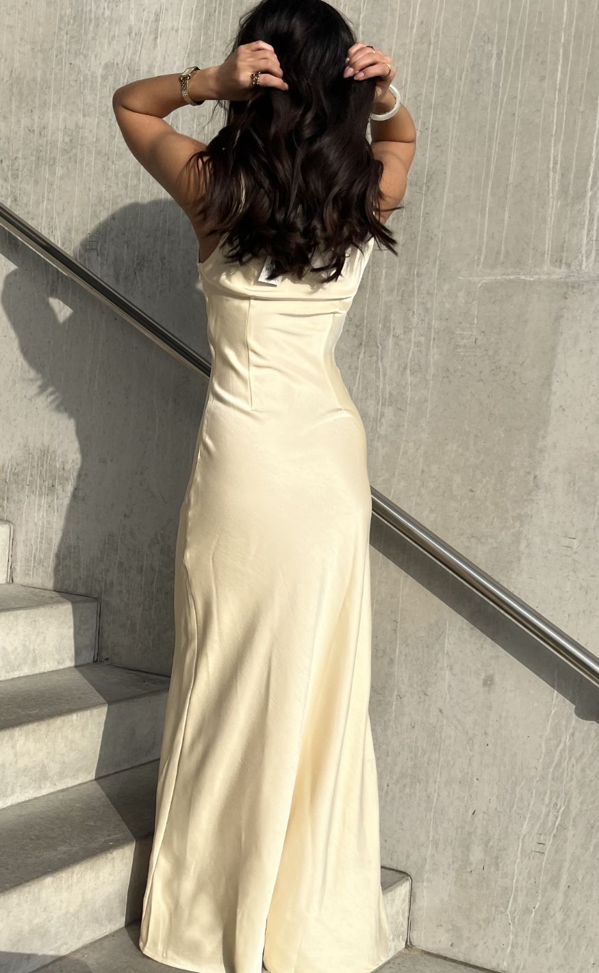 Neo Noir Kjole - Celinie Heavy Sateen - Light Yellow