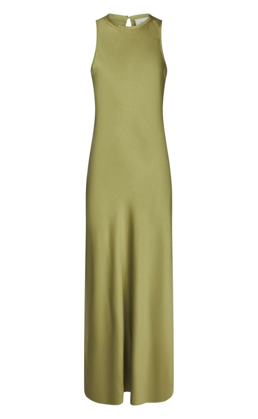 Neo Noir Kjole - Celinie Heavy Sateen - Sage Green
