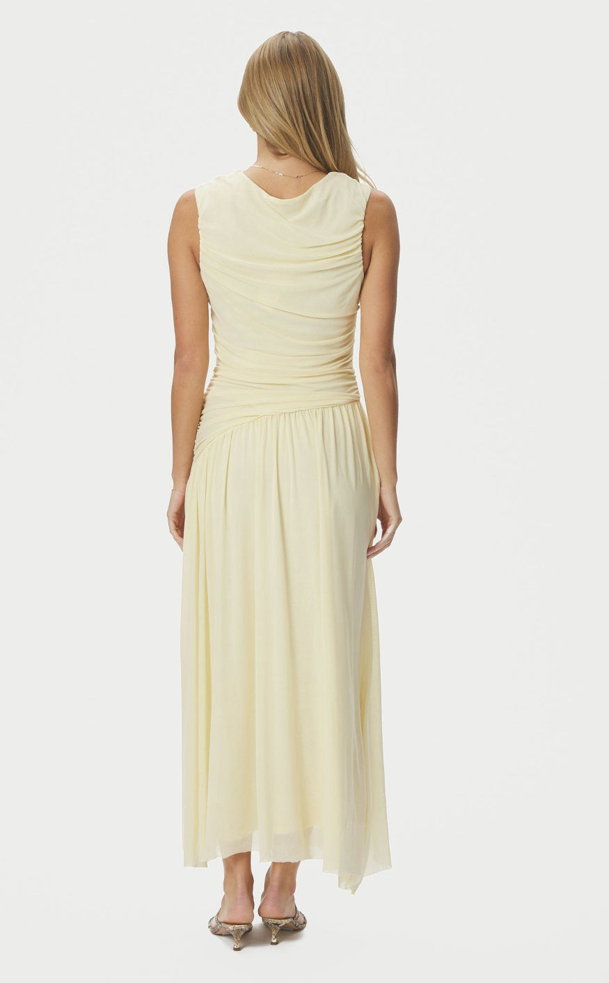 Neo Noir Kjole - Cludine Mesh - Light Yellow