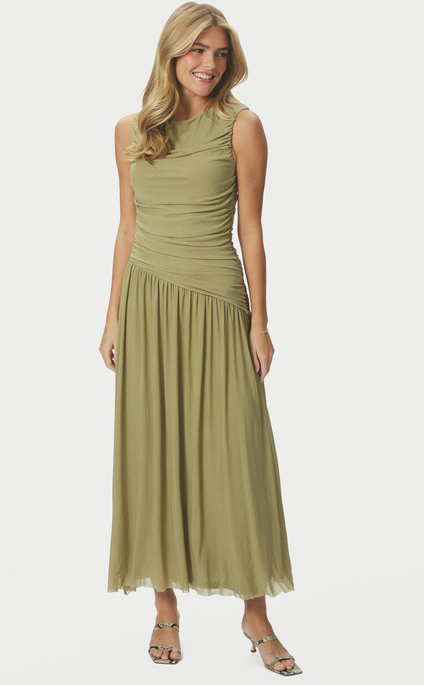 Neo Noir Kjole - Cludine Mesh - Sage Green