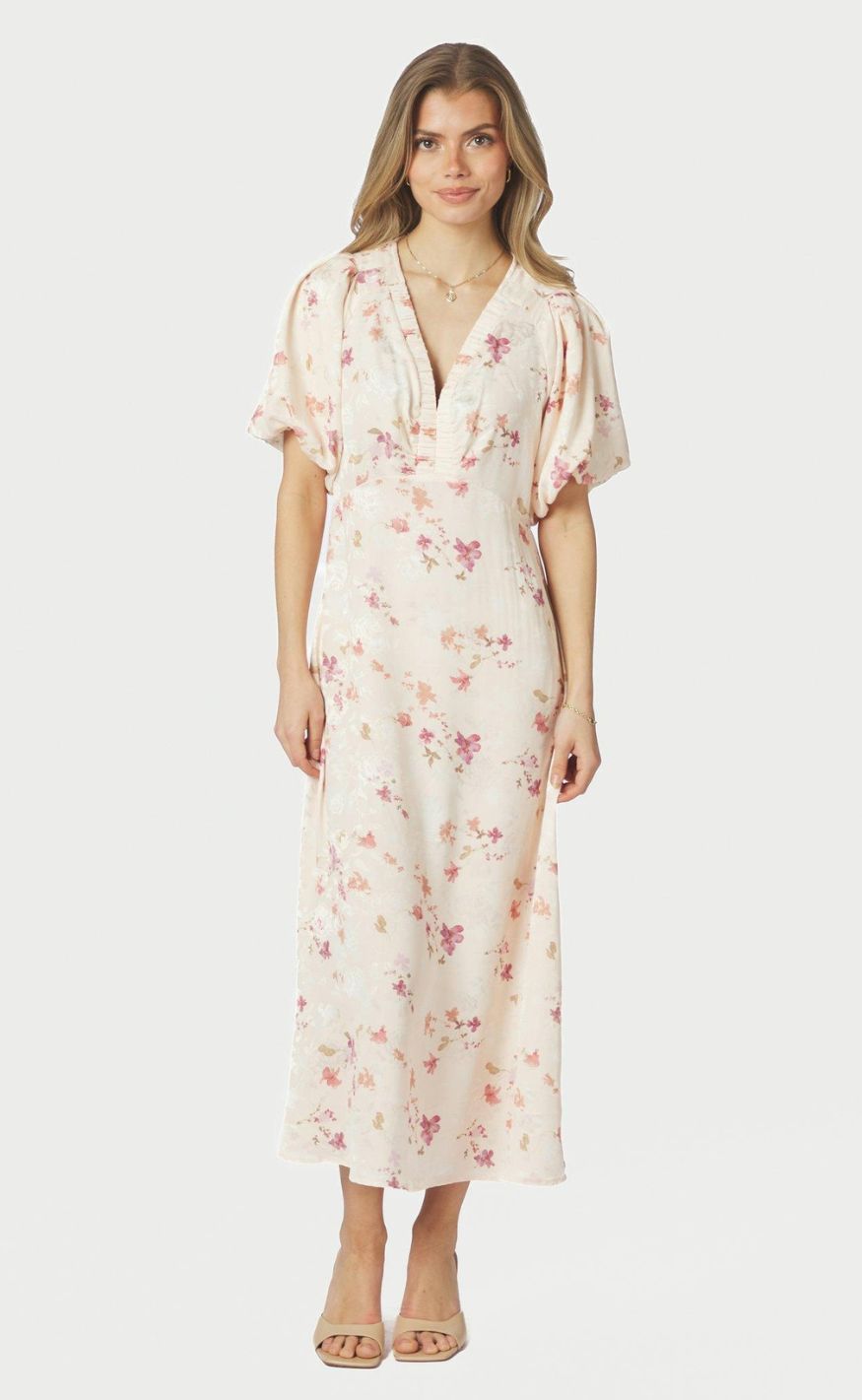 Neo Noir Kjole - Illana Sateen Print - Creme