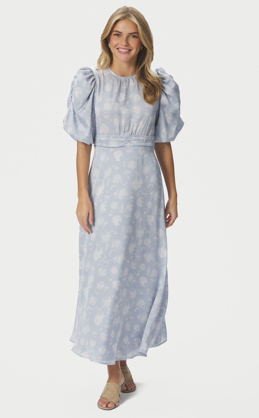 Neo Noir Kjole - Kikka Faded Flower - Light Blue