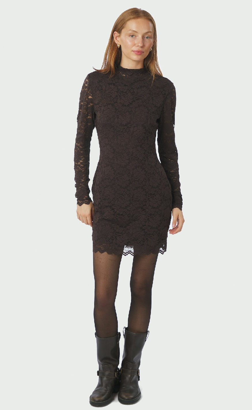 Neo Noir Kjole - Lizette Laceflower - Chocolate Brown