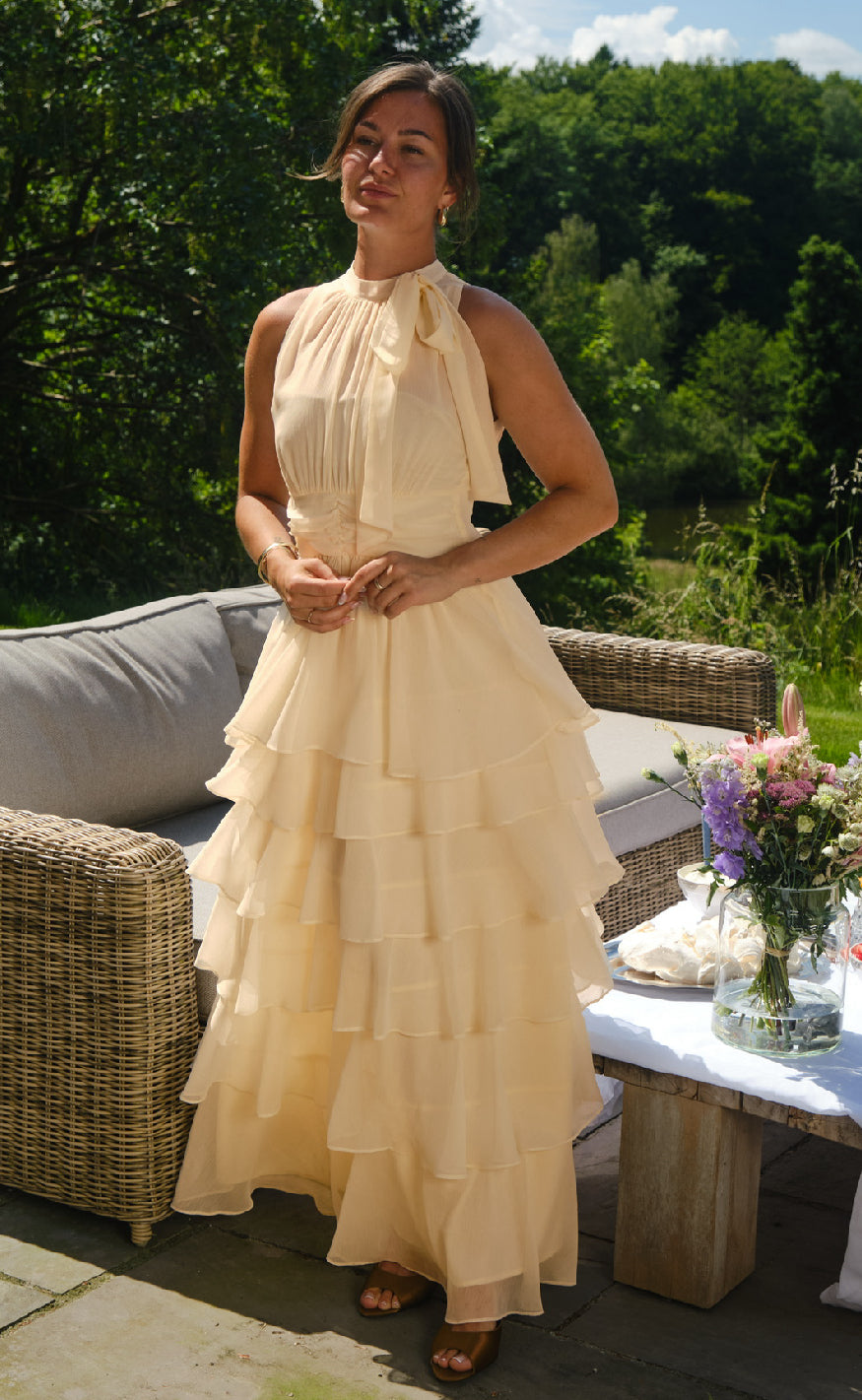 Neo Noir Kjole - Marli Chiffon - Light Yellow