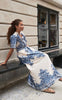 Neo Noir Kjole - Noelle Paisley Border - Bright Blue