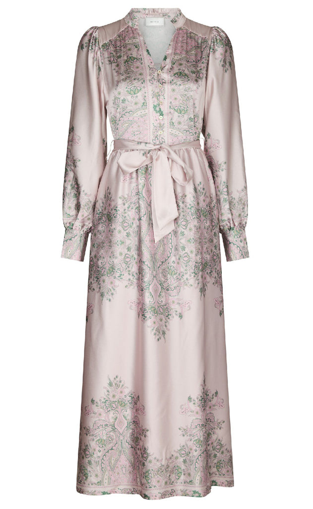 Neo Noir Kjole - Nova Paisley Border - Rose