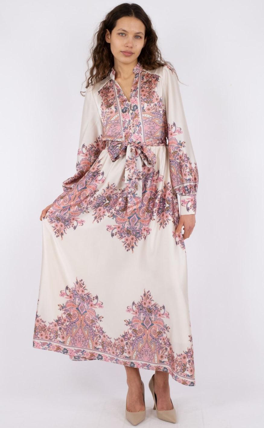 Neo Noir Kjole - Nova Paisley - Light Pink