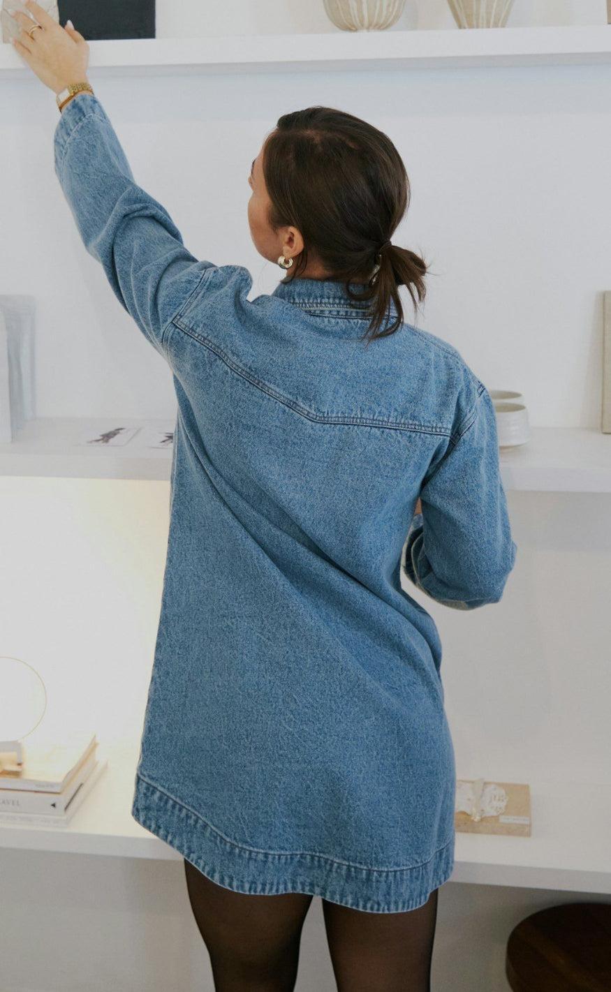 Neo Noir Kjole - Paras Denim - Smoke Blue